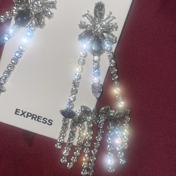 Express Rhinestone Embellished Chandelier Drop Earrings - Picture 7 of 14